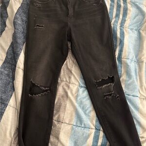 Good American Black Distressed Skinny Jeans